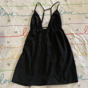 Black Deep V- Neck Empire A Line Dress Womans sz Small